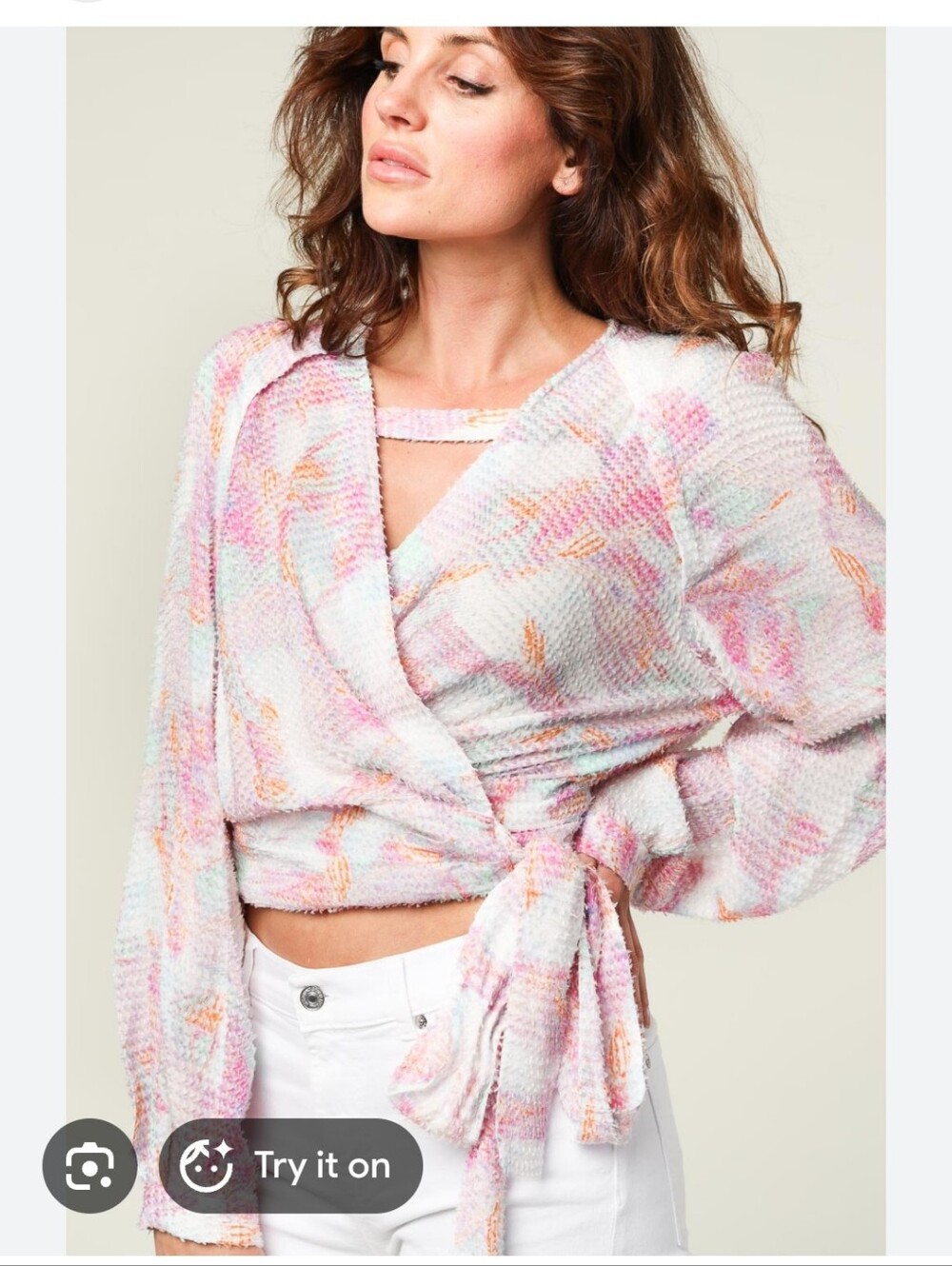 IRO Pastel Colorful Wrap Top Blouse Long Sleeve Lightweight Sz 34 Or XS - Picture 12 of 12